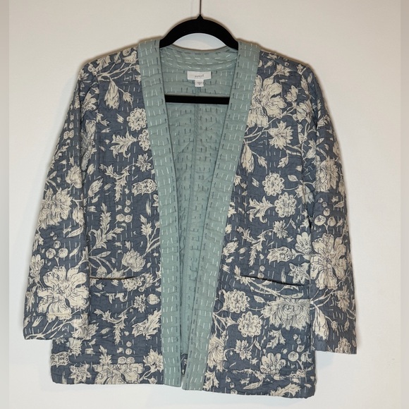 J.Jill Pure Jill Kantha Quilted Floral Open Front Jacket Size XS - Picture 2 of 8